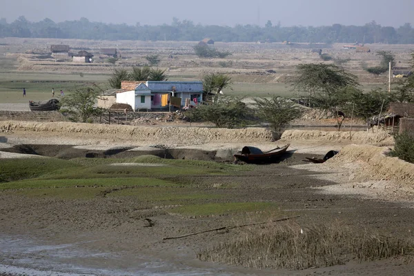 Boten Van Vissers Gestrand Modder Bij Rivier Matla Buurt Van — Stockfoto