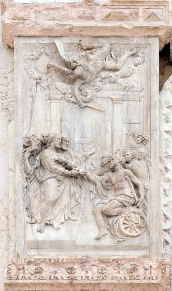 Poolen Bethesda Panel Teodosio Rossi Vänster Dörr San Petronio Basilica — Stockfoto