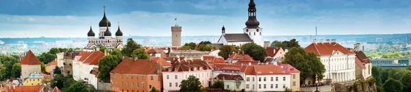 Gamla Tallinn Estland Panoramautsikt Över Toompea Byggnader Från Oleviste Kyrka — Stockfoto