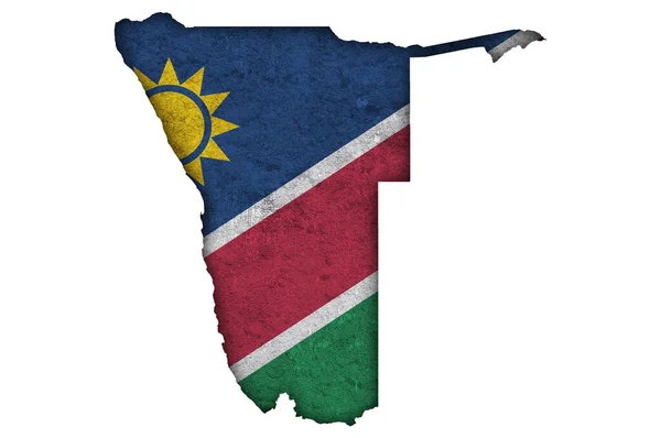 Mappa Bandiera Della Namibia Sul Cemento Armato — Foto Stock
