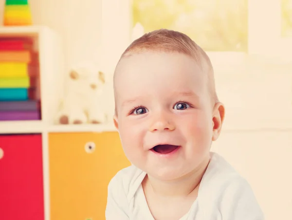 Retrato Bebé Nueve Meses Niño Muy Sonriente — Foto de Stock