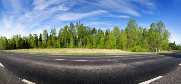 Asphalt Road Panorama Countryside Sunny Spring Day — Stock Photo, Image