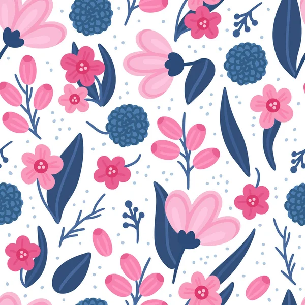 花のシームレスなパターン 手描きの美しい花 花とカラフルな繰り返しの背景 包装紙 カバーノートブック ヘッダー用のデザイン ベクトル図 Eps10 — ストック写真