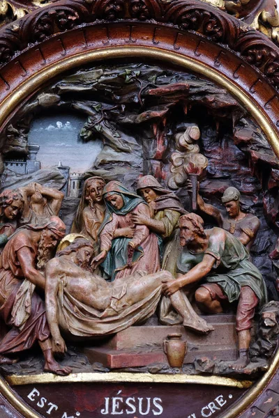14A Crucis Gesù Deposto Nella Tomba Monastero Certosino Pleterje Slovenia — Foto Stock