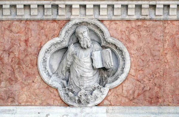 Paweł Giovanni Ferabech Relief Fasadzie Bazyliki San Petronio Bolonii Włochy — Zdjęcie stockowe