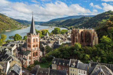 Germany, Rhineland-Palatinate - Historic Town of Bacharach with View to the Rhine Valley clipart
