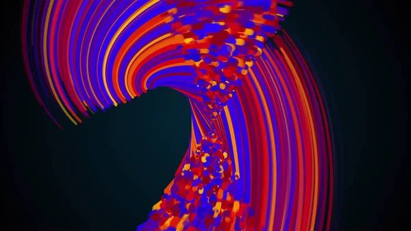 多色の線や粒子から抽象的な要素をねじれ コンピュータが生成されます 3Dレンダリング渦の背景 — ストック写真