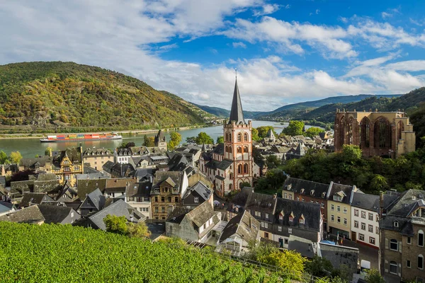 Allemagne Rhénanie Palatinat Ville Historique Bacharach Avec Vue Sur Vallée — Photo