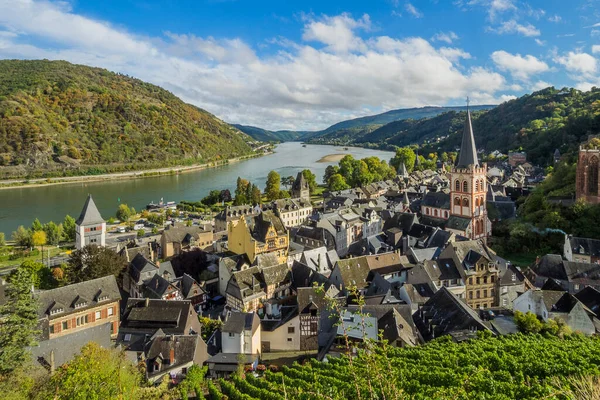 Allemagne Rhénanie Palatinat Ville Historique Bacharach Avec Vue Sur Vallée — Photo