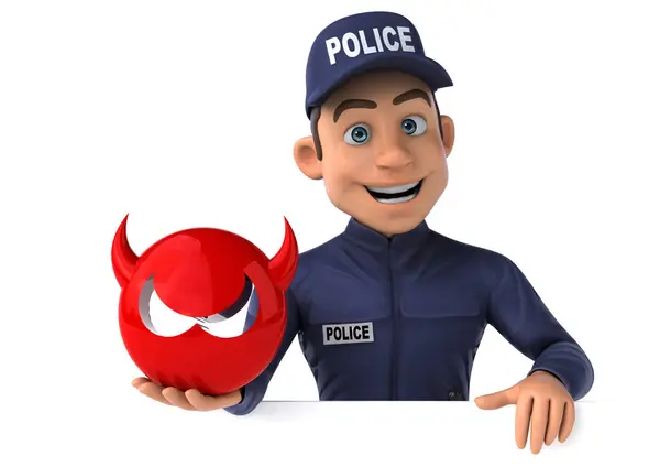 Ilustração Divertida Policial Dos Desenhos Animados — Fotografia de Stock