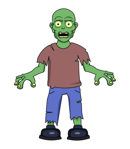 Dibujos Animados Hombre Zombie Con Ojos Verdes Vector Ilustración — Foto de Stock