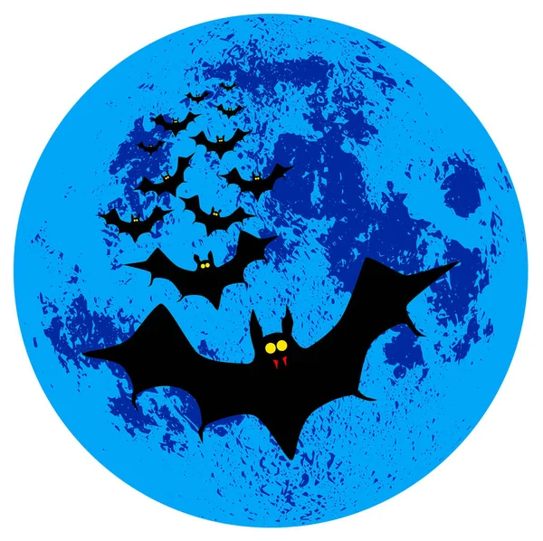 Halloween Background Moon Bats — Stock Photo, Image