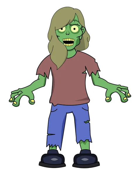 Ilustración Dibujos Animados Niño Zombie Con Una Máscara Verde — Foto de Stock