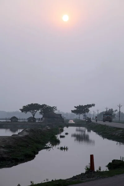 Ένα Εκπληκτικό Ηλιοβασίλεμα Θέα Πιο Ιερά Ποτάμια Της Ινδίας Δέλτα — Φωτογραφία Αρχείου