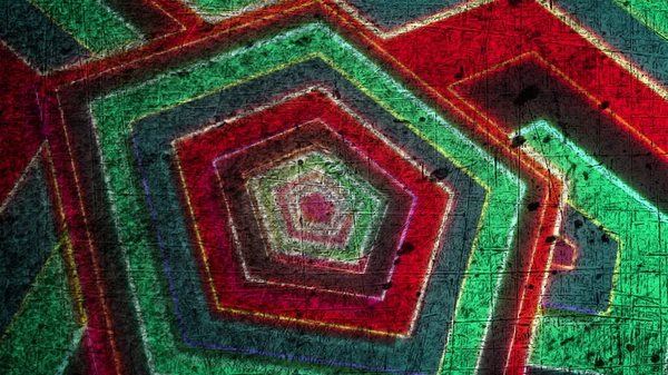 Bilgisayar Tarafından Oluşturulan Grunge Pentagonal Şekiller Soyut Geometrik Çizgili Arkaplan — Stok fotoğraf