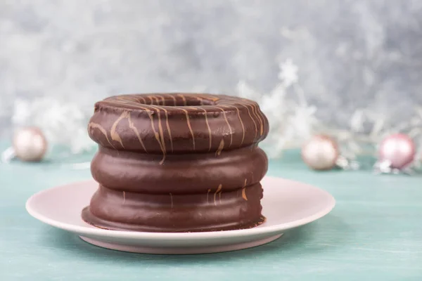 Традиционный Немецкий Рождественский Шоколадный Торт Названием Baumkuchen Сладости Зимнего Сезона — стоковое фото
