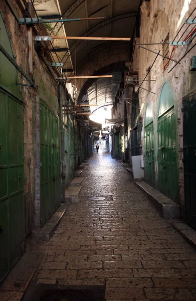 Smalle Straat Oude Stad Van Jeruzalem — Stockfoto