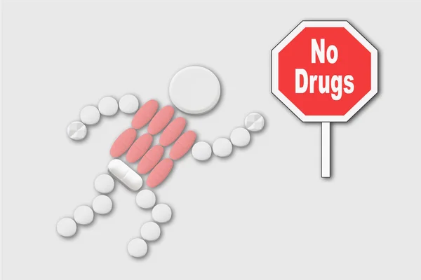 Никаких Серий Наркотиков Спортивным Человеком Создающим Таблетки Антидопинговое Сообщение — стоковое фото