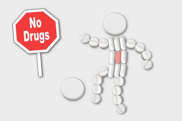 Никаких Серий Наркотиков Спортивным Человеком Создающим Таблетки Антидопинговое Сообщение — стоковое фото