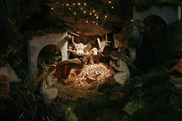Szopka Bożonarodzeniowa Najświętszej Marii Panny Grobu Bożego Kościele Świętego Serca — Zdjęcie stockowe