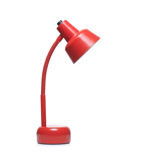 Lampe Bureau Couleur Rouge Sur Fond Blanc Sentier Coupe — Photo