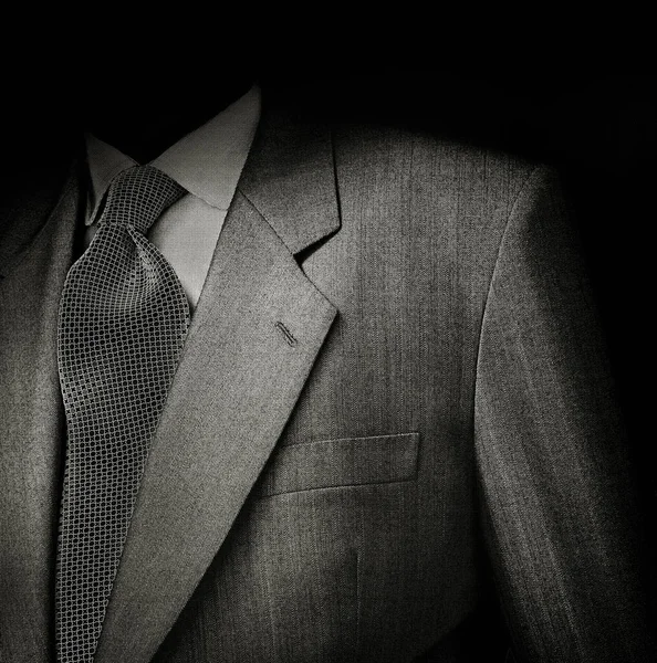 Foto Película Blanco Negro Del Detalle Del Traje Hombre Desconocido — Foto de Stock