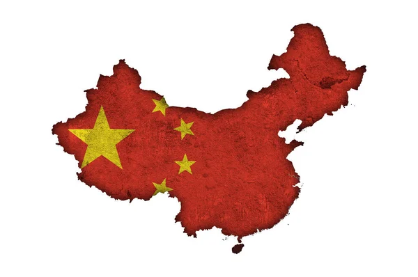 Map Flag China Weathered Concrete — Stock Photo, Image