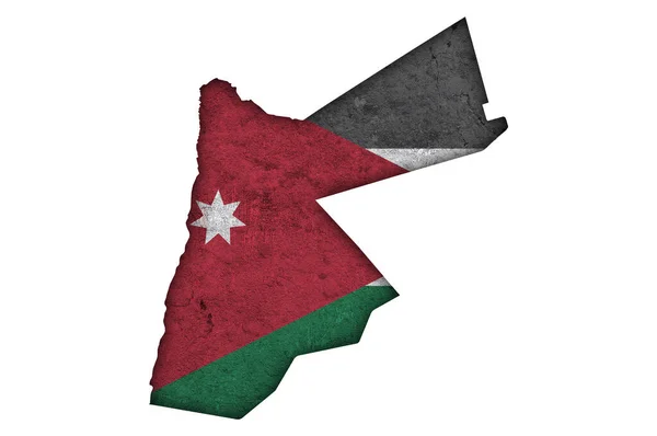 Carte Drapeau Jordanie Sur Béton Altéré — Photo