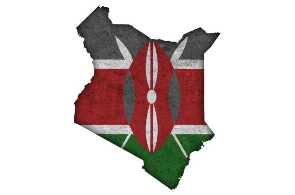 天気の良い日のケニアの地図と旗 — ストック写真