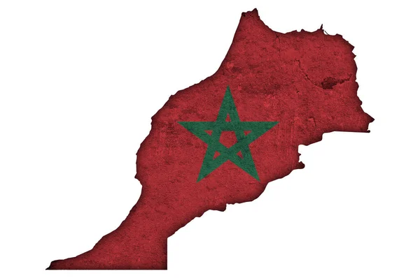 Karte Und Flagge Marokkos Auf Verwittertem Beton — Stockfoto