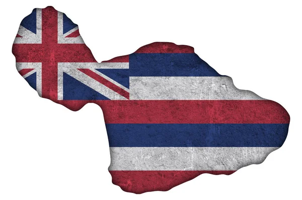 Mapa Bandeira Maui Betão Desgastado — Fotografia de Stock