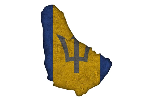 Mapa Bandera Barbados Sobre Hormigón Envejecido —  Fotos de Stock