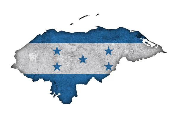 Χάρτης Και Σημαία Της Ονδούρας Στο Ξεπερασμένο Τσιμέντο — Φωτογραφία Αρχείου