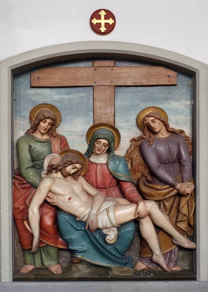 Corpo Gesù Viene Rimosso Dalla Croce Xiii Crucis Chiesa Parrocchiale — Foto Stock