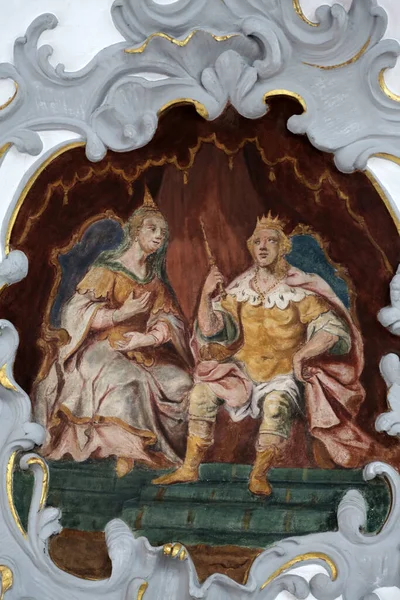 Fresco Plafonon Templom Our Lady Sorrows Rosenberg Németország — Stock Fotó