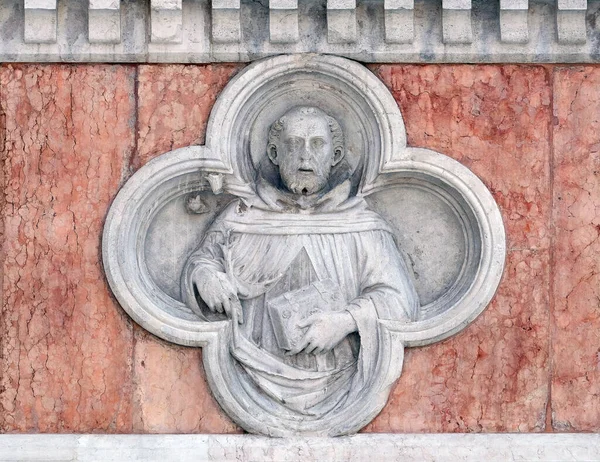 Saint Dominic Paolo Bonaiuto Relief Facade San Petronio Basilica Bologna — Stock Fotó