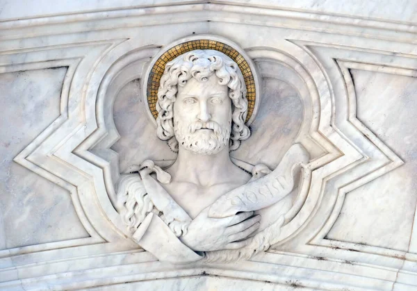 Kościół Jana Chrzciciela Fasadzie Bazyliki Krzyża Słynny Kościół Franciszkański Florencji — Zdjęcie stockowe