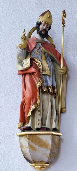 Statuia Sfântului Biserica Saint Lawrence Din Kleinostheim Germania — Fotografie, imagine de stoc