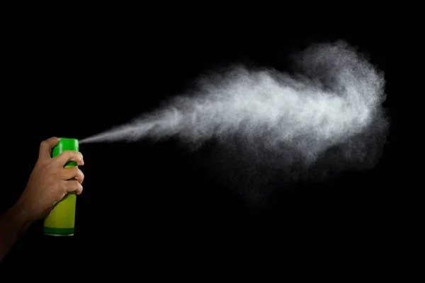 Spray Pulverisierte Flüssigkeit Die Aus Einem Behälter Austritt Dem Eine — Stockfoto