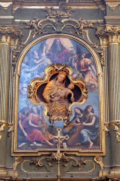 Virgen María Con Niño Jesús Altar Basílica San Petronio Bolonia — Foto de Stock