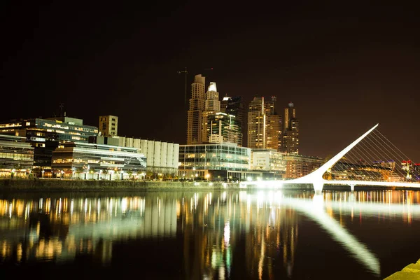 Vue Puerto Madero Avec Rio Plata Buenos Aires Argentine Nuit — Photo