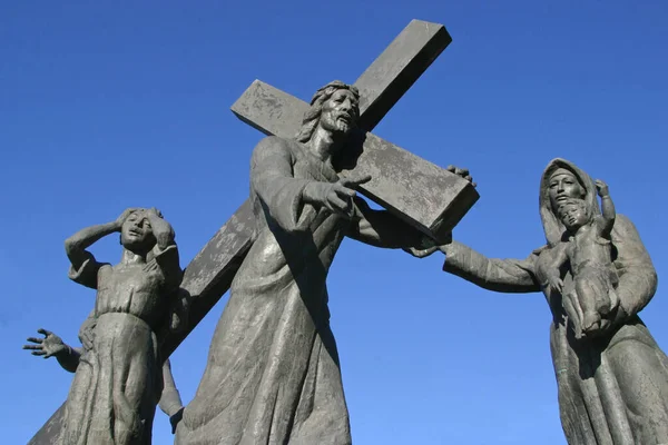 Állomások Kereszt Jézus Találkozik Lányai Jeruzsálem Bazilika Nagyboldogasszony Marija Bistrica — Stock Fotó