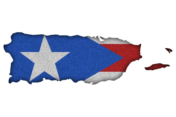 プエルトリコの地図と旗を感じた — ストック写真