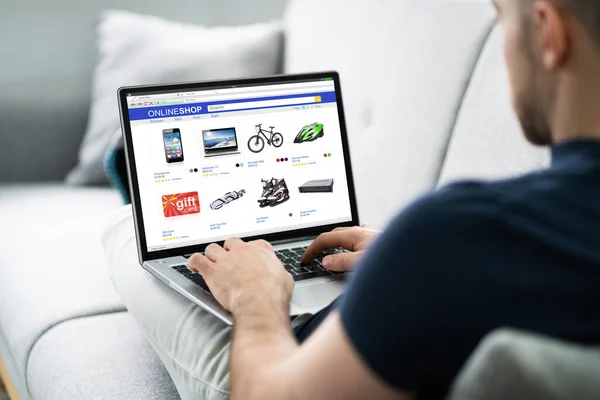 Online Webáruház Vagy Vásárlási Alkalmazás Laptopon — Stock Fotó