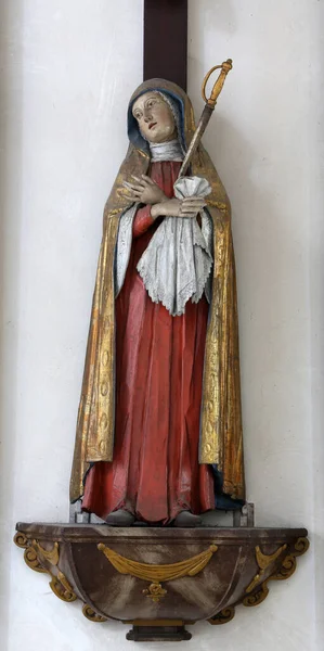 Virgen María Bajo Cruz Basílica San Vito Ellwangen Alemania — Foto de Stock