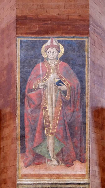 Saint Fresco Schilderen San Petronio Basiliek Bologna Italië — Stockfoto