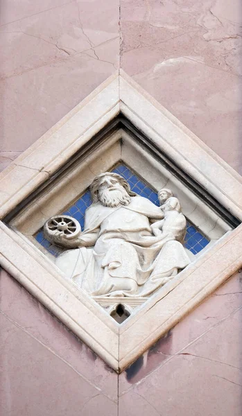 Saturno Del Collaboratore Andrea Pisano Rilievo Giotto Campanile Della Cattedrale — Foto Stock