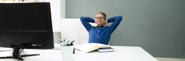 Successful Businessman Leaning Back Chair — Stock Photo, Image
