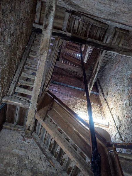 Antigua Escalera Madera Campanario Catedral Rovinj Croacia —  Fotos de Stock