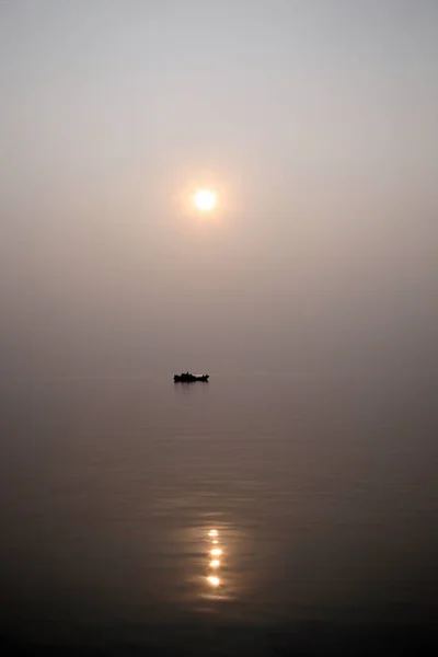Hindistan Kutsal Nehirlerine Bakan Çarpıcı Bir Günbatımı Ganj Deltası Sundarbans — Stok fotoğraf
